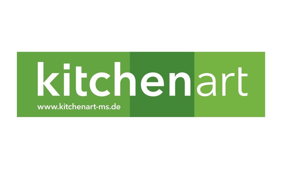 Logo von kitchenart in gr&uuml;nem Farbverlauf mit Website-Adresse www.kitchenart-ms.de.