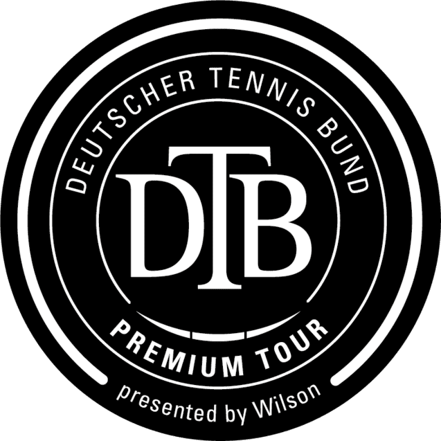 Logo des Deutschen Tennis Bundes (DTB) mit dem Schriftzug "Premium Tour" und dem Zusatz "presented by Wilson".